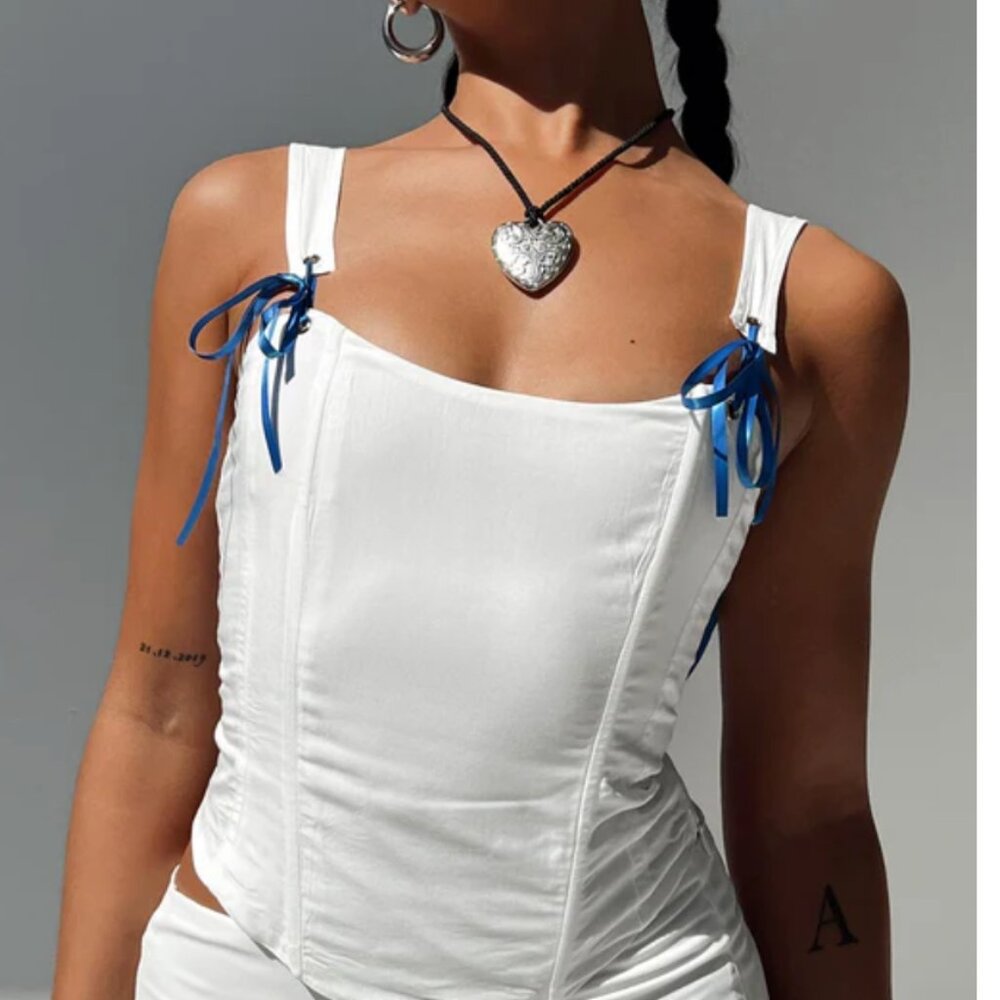 Princess Polly Vineyard corset top white